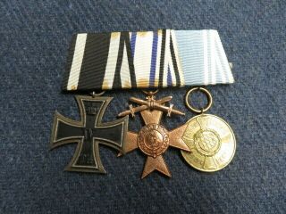 Wwi Imperial German Bavarian Medal Bar - - Iron Cross,  Military Merit Medal