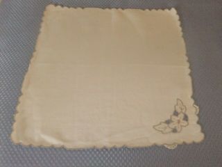 Vintage Napkins Set Of 8 Ecru Linen W/cutwork & Lace On Corner 40ns