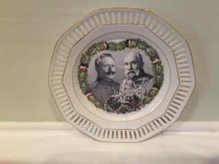A Ww1 German Patriotic Wilhelm 2 & Franz Josef Reticulated Plate 7 "