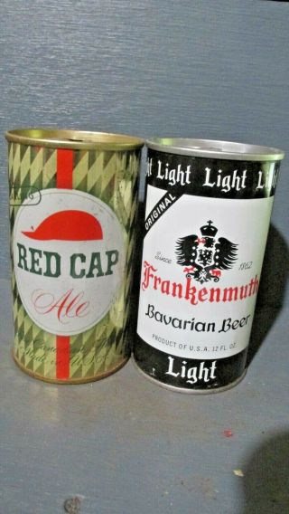 Red Cap Ale & Frankenmuth Wide Seam Steel Beer Cans - [read Description] -