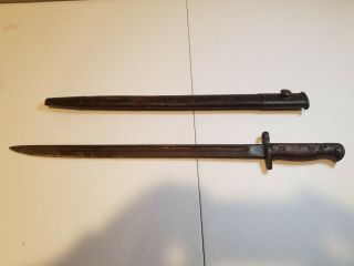 Wwii British Enfield Bayonet With Scabbard Model 1907 Makers Mark (sanderson)