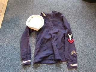 Wwi Us Navy Id’ed S.  D.  Russell Blue Jumper Motor Machinist Mate 2nd Class