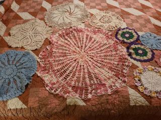 10 Vintage Handmade Round Crochet Lace Doilies Different Sizes,  Colors,  Neutrals