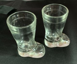 2 x Small Boot Shaped Liquor Shot Glasses Made in France Mod Der 2