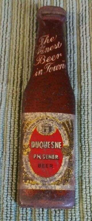Vintage 1940 Duquesne Tin Litho Beer Bottle Opener 3.  5 Inches