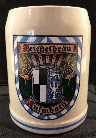 Reichelbrau Kulmbach Stein German Ceramic Beer Stein Stoneware Mug.  5 L