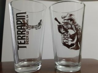 (2) Terrapin Brewing Co.  16 Oz Pint Glass Beer Drinkware