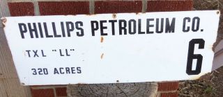 Vintage Philips Petroleum Oil Company Porcelain Texas Land Lease Sign 10x26 Inc