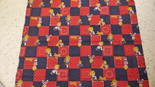 Vintage Cotton Fabric Red Bandana Denim Patchwork Cutsey Kids 1 Yd/45 "