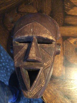 Vintage Hand Carved African Kuba Tribe Mask Tribal Art Folk Art