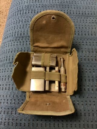 Vintage Ww - 1 Us Army Military Ever - Ready Khaki Shaving Kit