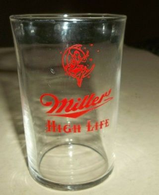Vtg Miller High Life Beer Glass - 3 1/2 " Tall