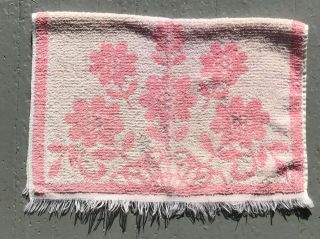 Vintage Mid Century Modern Pink & White Floral Hand Towel
