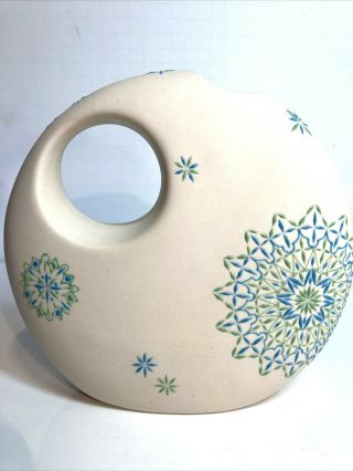 Javier Servin Handpainted Vase Blue Green Mexico