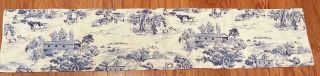 Vintage Hand Sewn Blue & White Table Runner Toile Country Scene