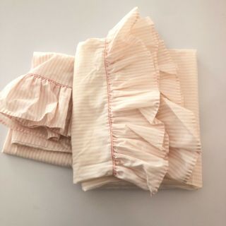 Laura Ashley Vintage 2 Pillowcases Pillowcase Pair Ticking Stripe Pink