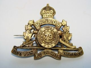 Canada Ww1 Cef Collar Badge / Sweetheart The 79th Overseas Field Battery