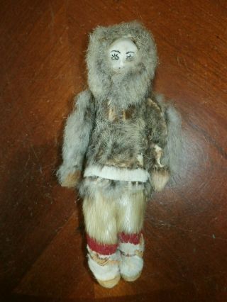 Vintage Antique Folk Art Carved Antler Bone Eskimo Native American Indian Doll