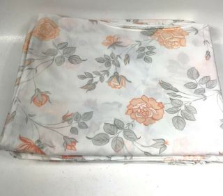 Vintage JCPenney 4 Piece Sheet Set Full Size Peach Floral on White 2
