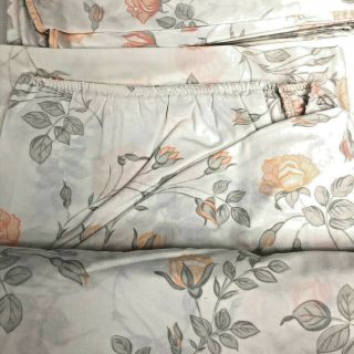 Vintage JCPenney 4 Piece Sheet Set Full Size Peach Floral on White 3