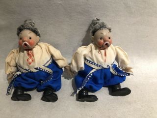 2 Vintage Russian Cossack Dolls 1950 