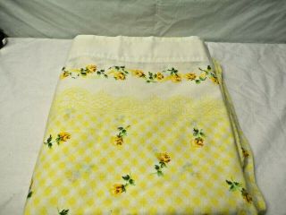 Vintage Cannon Monticello Full Flat Sheet Yellow/white With Tiny Yellow Roses