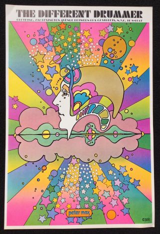 Vintage Peter Max Psychedelic Pop Art Poster - The Different Drummer