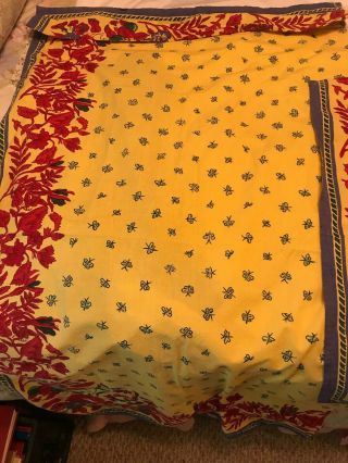 Vintage One Curtain Panel And Table Scarf To Matching Yellow & Red Fabric