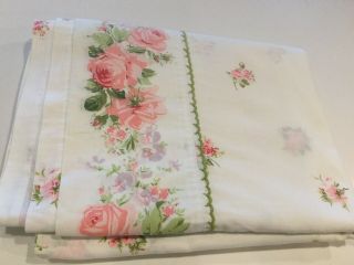 Vintage Springmaid Double Flat Sheet No Iron Marvelaire Rose Floral