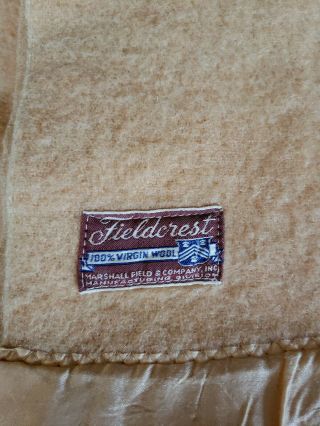 Vintage 60s Fieldcrest MCM 100 Wool Blanket 80 