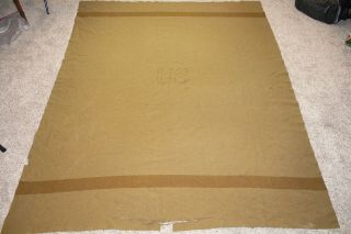 Ww1 Us Army Infantry Wool Blanket With Brown Strips And Us In The Middle.