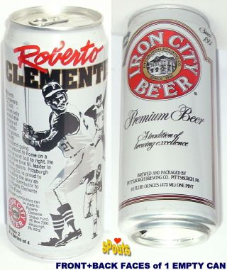 Roberto Clemente Pittsburgh Pirates Baseball Star Hero Beer Can Iron City Sports