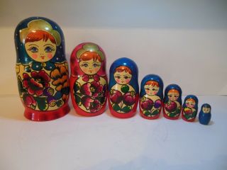 Russian Nesting Doll Matryoshka Babushka Set Of 7 Handmade Hand Painted