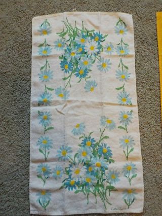 Luther Travis Tea Towel Blue Daisy Daisies Linen