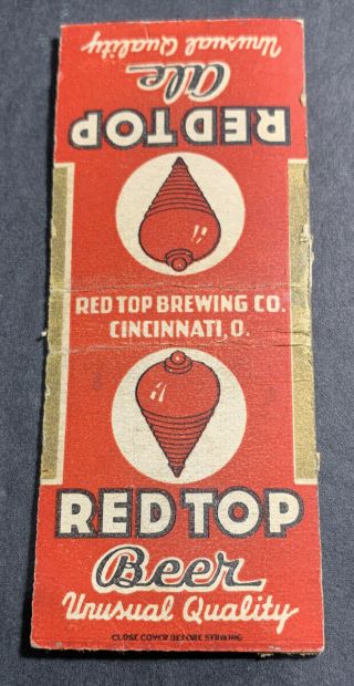Red Top Ale Beer Matchbook Cover Cincinnati Ohio Spinning Toy Top Logo