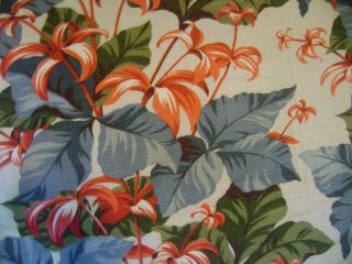 Vintage Bark Cloth Fabric 47 " X 29 " Vgc Colors Leaves & Flowers