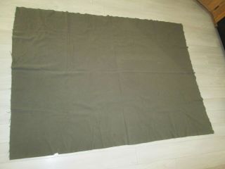 Vintage Wool Army Blanket,  Olive Drab Green Color Unmarked 72 " X 53 "