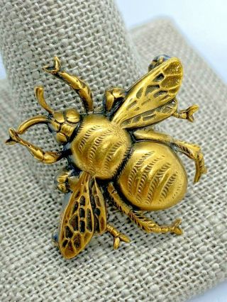 Vintage Joseff Of Hollywood Gold Tone Small Bee Brooch