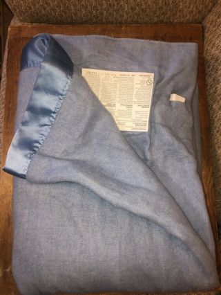 Vintage Sunbeam Blue Twin Thermal Blanket Satin Trim Heated Blanket NO Cord 3