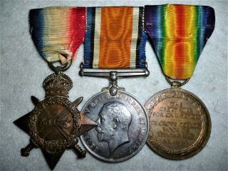 Ww1 1914 - 15 Star Bi - Lingual Victory Medal Trio To An Aussie From Tasmania In Sai