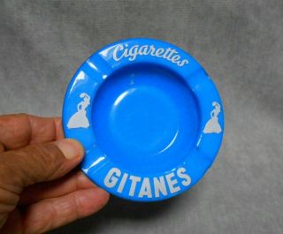 French Vintage Advert Blue Opalex Ashtray Marked Cigarettes Gitanes