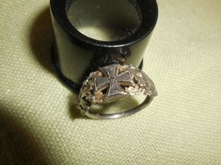 Wwi German 800 Silver Iron Cross Ring