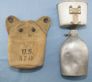 Ww1 Us Army M1910 Canteen Set 1917 Dated Cover & 1918 Cup & Canteen
