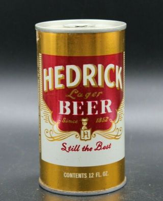 Hedrick Lager Beer 12 Oz Bottom Opened Pull Tab Steel Beer Can