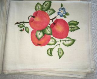 Set Of 4 Vintage Retro Cotton Tea/Dish Towels Mid Century Printed Fruit,  40 X 36 2