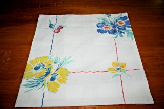 Wilendur Rosemead Floral Cherries Pillow Cover Made From Vintage Tablecloth