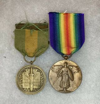 Mexican Border Service Medal Group W/ World War One Medal To Sgt Maj