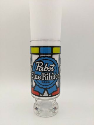 Vintage Stained Glass 6 " Pedestal Pabst Blue Ribbon Beer Glass,  Replacement Euc