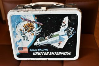Vintage 1977 Space Shuttle Orbiter Enterprise Metal Lunch Box With Thermos
