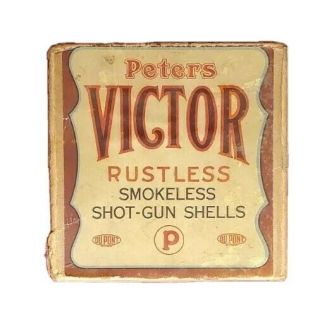 Peters Victor 12 Ga Rustless Smokeless Paper Shotgun Shells Empty Box Very Htf